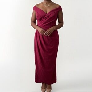 City Chic Pink Rippled Love Sheath Dress M 18 Pleated Off Shoulder Wedding Party